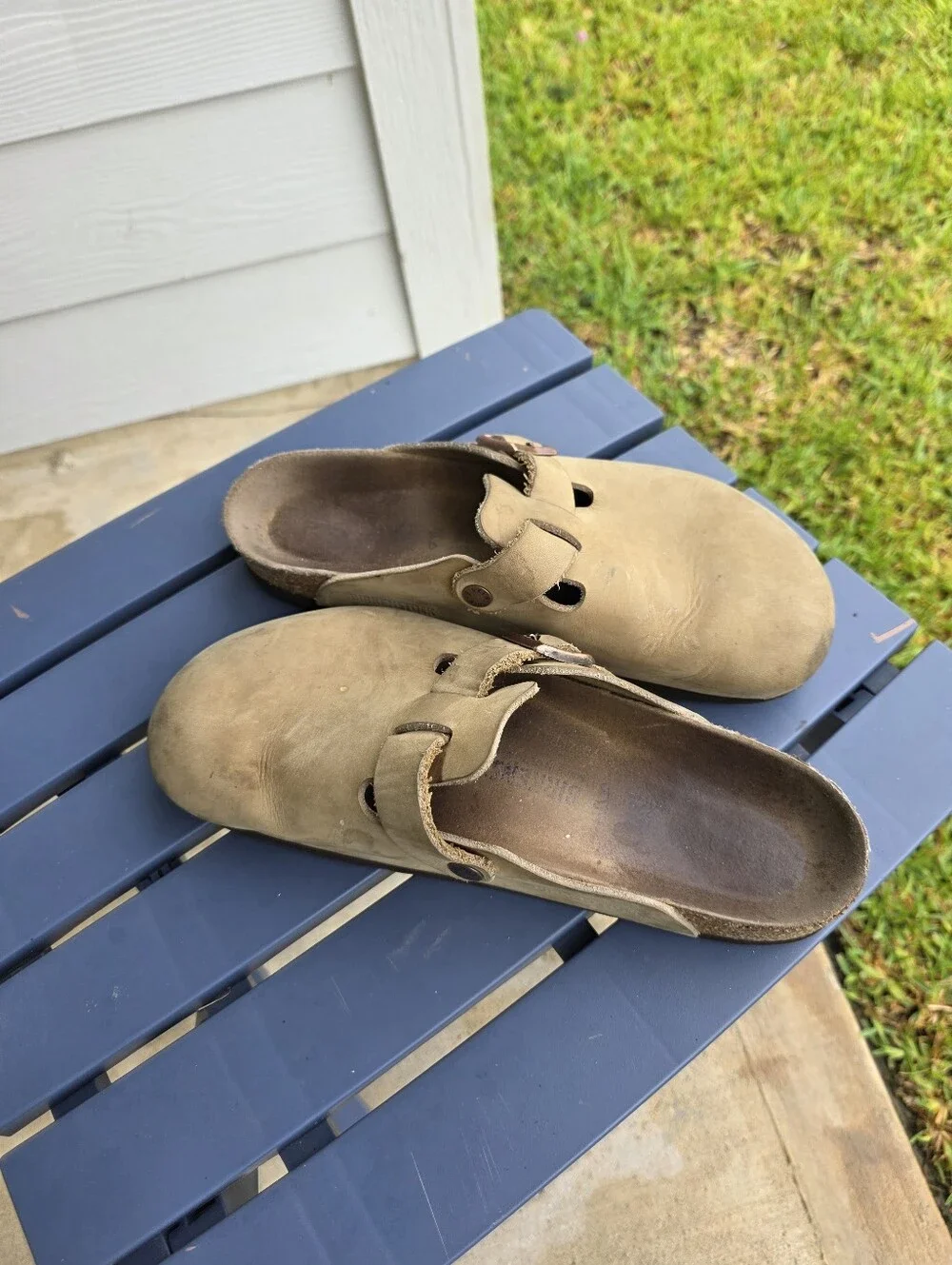 Birkenstock Boston Taupe Leather Clogs Slip On Shoes Unisex EU 42 US Men's 9